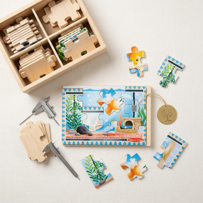Korakio 4-in-1 Wooden Pet Jigsaw Puzzles Set for Toddlers, 48 Piece Animal Puzzles with Wooden Storage Box, Montessori Educational Learning Toys for Kids Boys Girls Aged 3-5 Years Old